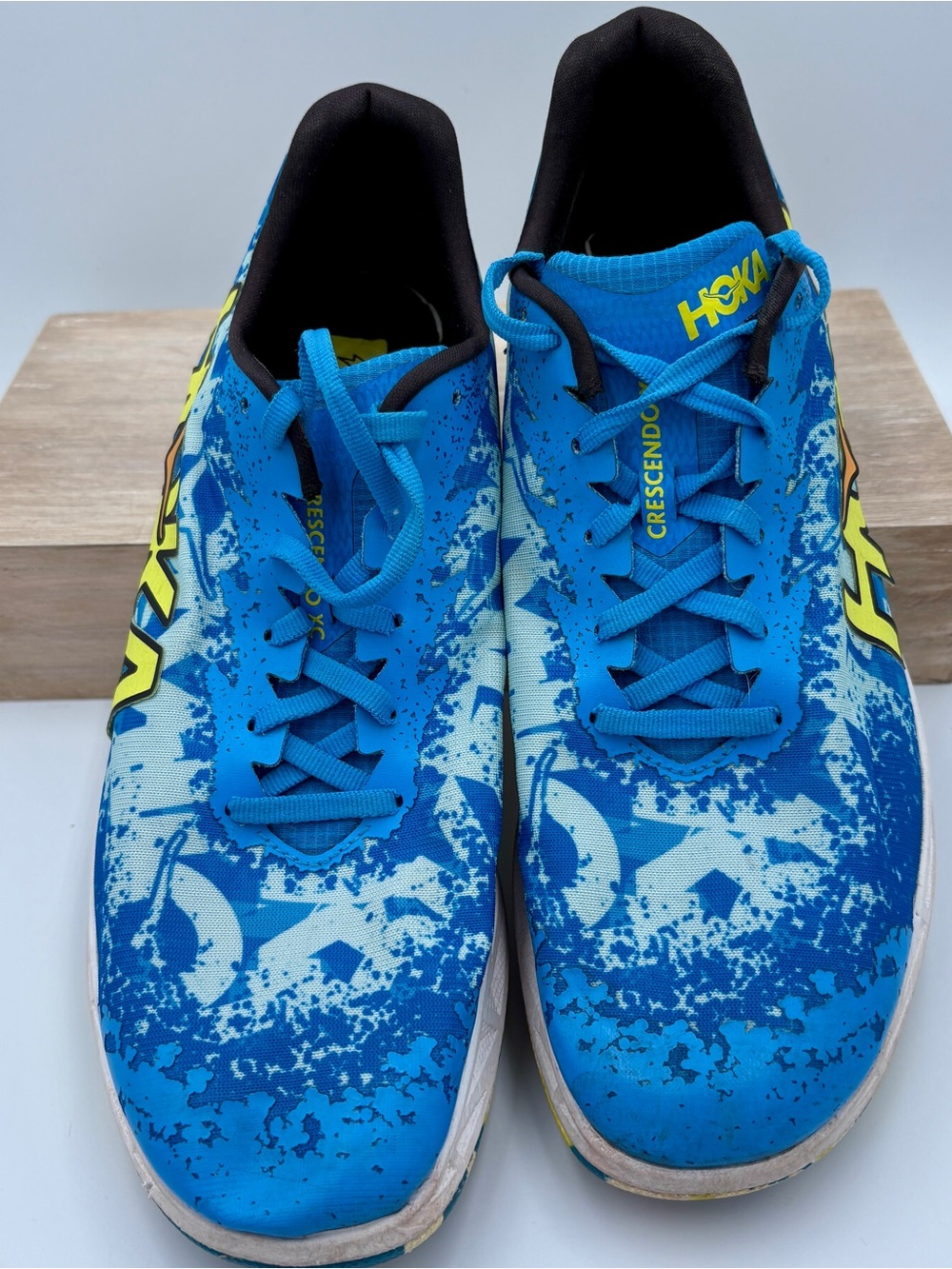 Hoka Blue and Yellow Crescento Running Shoes (Track)